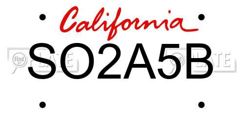 SO2A5B California License Plate