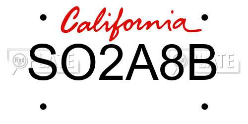 SO2A8B California License Plate