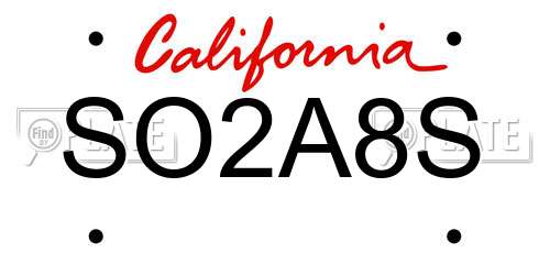 SO2A8S California License Plate