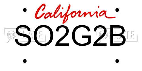 SO2G2B California License Plate