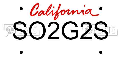 SO2G2S California License Plate