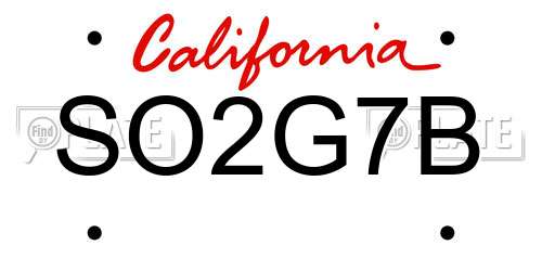 SO2G7B California License Plate