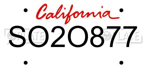SO2O877 California License Plate