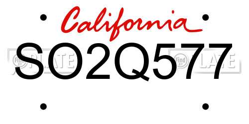 SO2Q577 California License Plate
