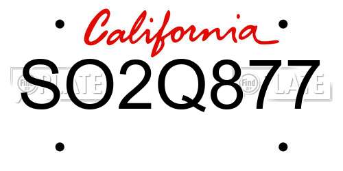 SO2Q877 California License Plate
