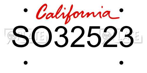 SO32523 California License Plate