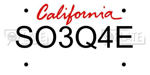 SO3Q4E California License Plate