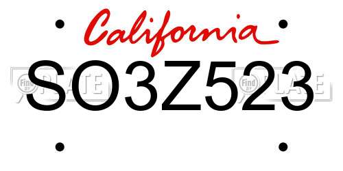 SO3Z523 California License Plate