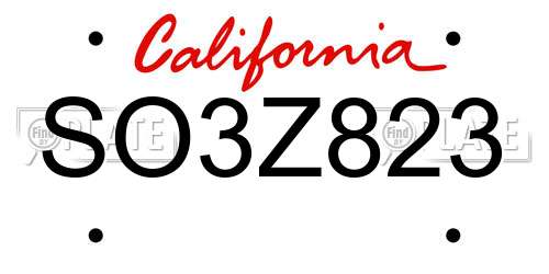 SO3Z823 California License Plate
