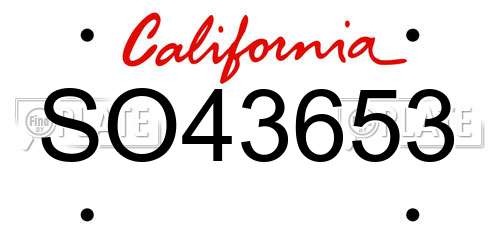 SO43653 California License Plate