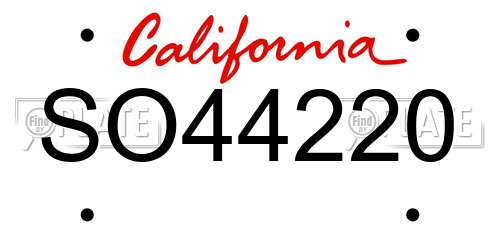 SO44220 California License Plate