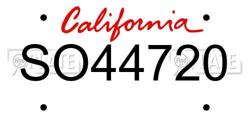 SO44720 California License Plate