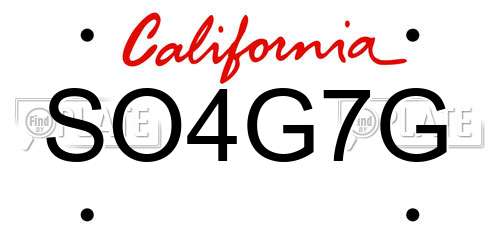 SO4G7G California License Plate