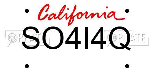 SO4I4Q California License Plate