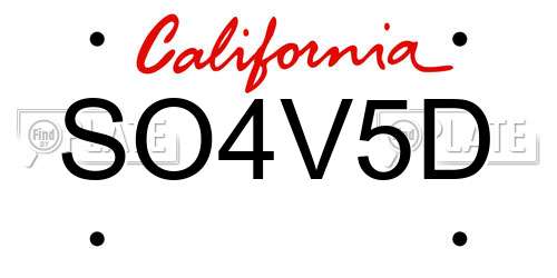 SO4V5D California License Plate
