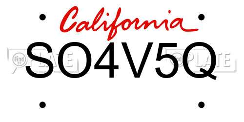 SO4V5Q California License Plate