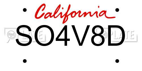 SO4V8D California License Plate