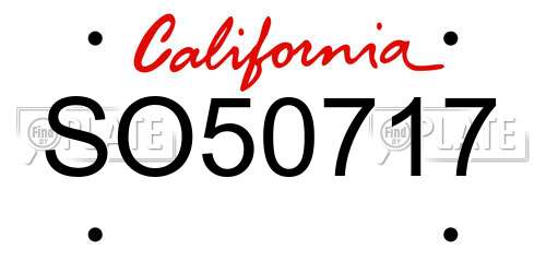 SO50717 California License Plate