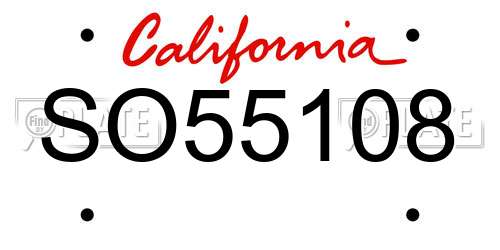 SO55108 California License Plate