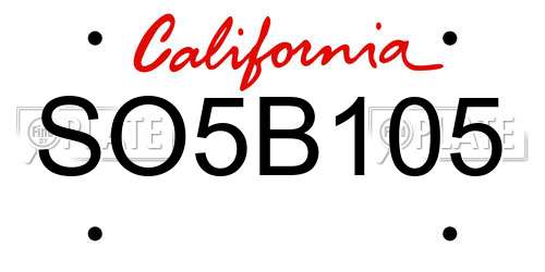 SO5B105 California License Plate