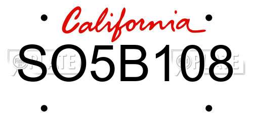 SO5B108 California License Plate