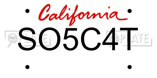 SO5C4T California License Plate