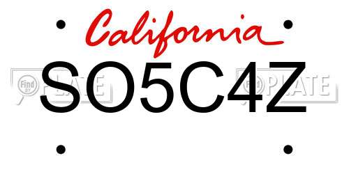 SO5C4Z California License Plate