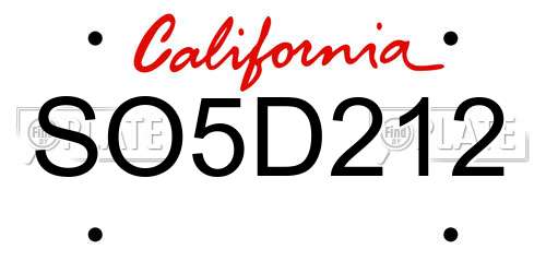 SO5D212 California License Plate