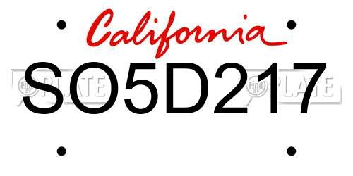 SO5D217 California License Plate