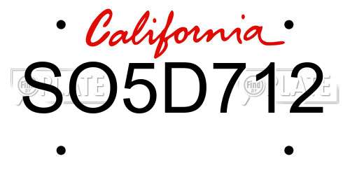 SO5D712 California License Plate