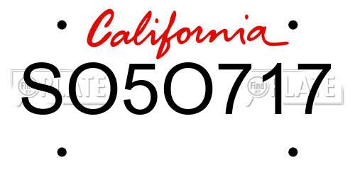 SO5O717 California License Plate