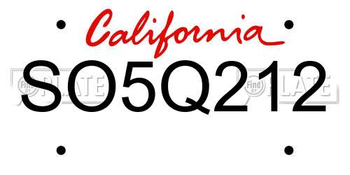 SO5Q212 California License Plate