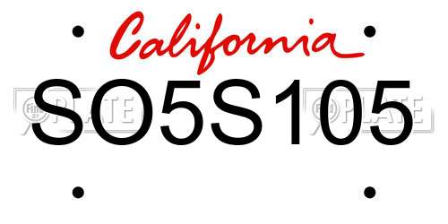 SO5S105 California License Plate