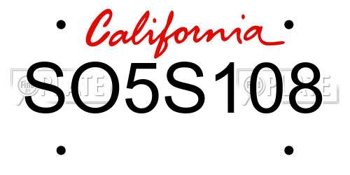 SO5S108 California License Plate