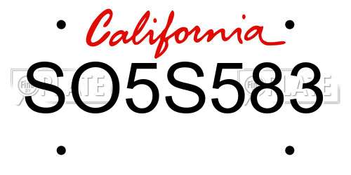 SO5S583 California License Plate