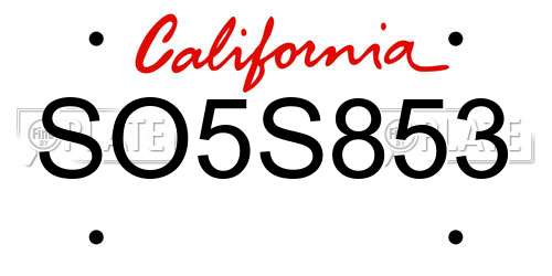 SO5S853 California License Plate