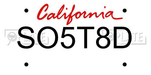 SO5T8D California License Plate