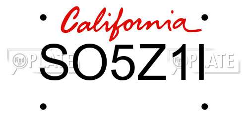 SO5Z1I California License Plate