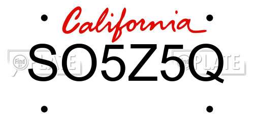 SO5Z5Q California License Plate