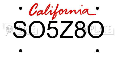 SO5Z8O California License Plate