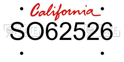 SO62526 California License Plate