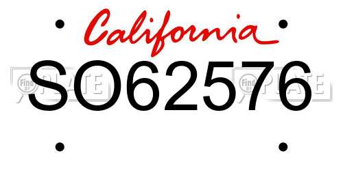 SO62576 California License Plate