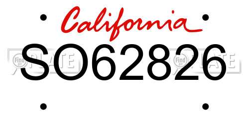 SO62826 California License Plate