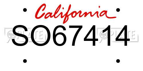 SO67414 California License Plate
