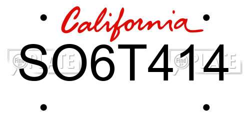 SO6T414 California License Plate