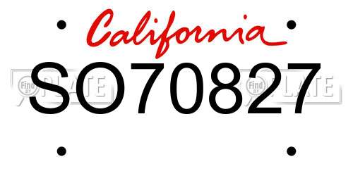 SO70827 California License Plate
