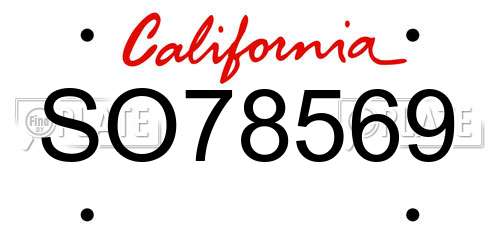 SO78569 California License Plate