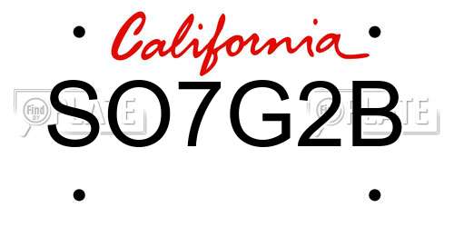 SO7G2B California License Plate