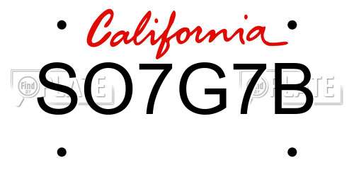 SO7G7B California License Plate