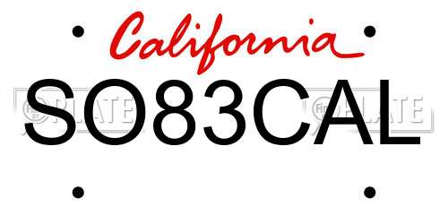SO83CAL California License Plate
